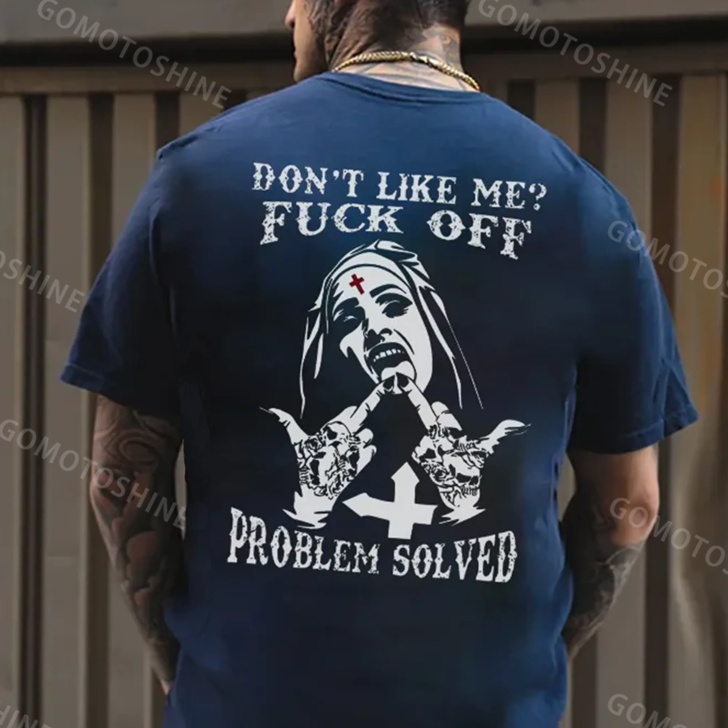 DON'T LIKE ME Defiant Nun Black Print T-Shirt