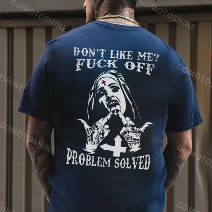 DON'T LIKE ME Defiant Nun Black Print T-Shirt