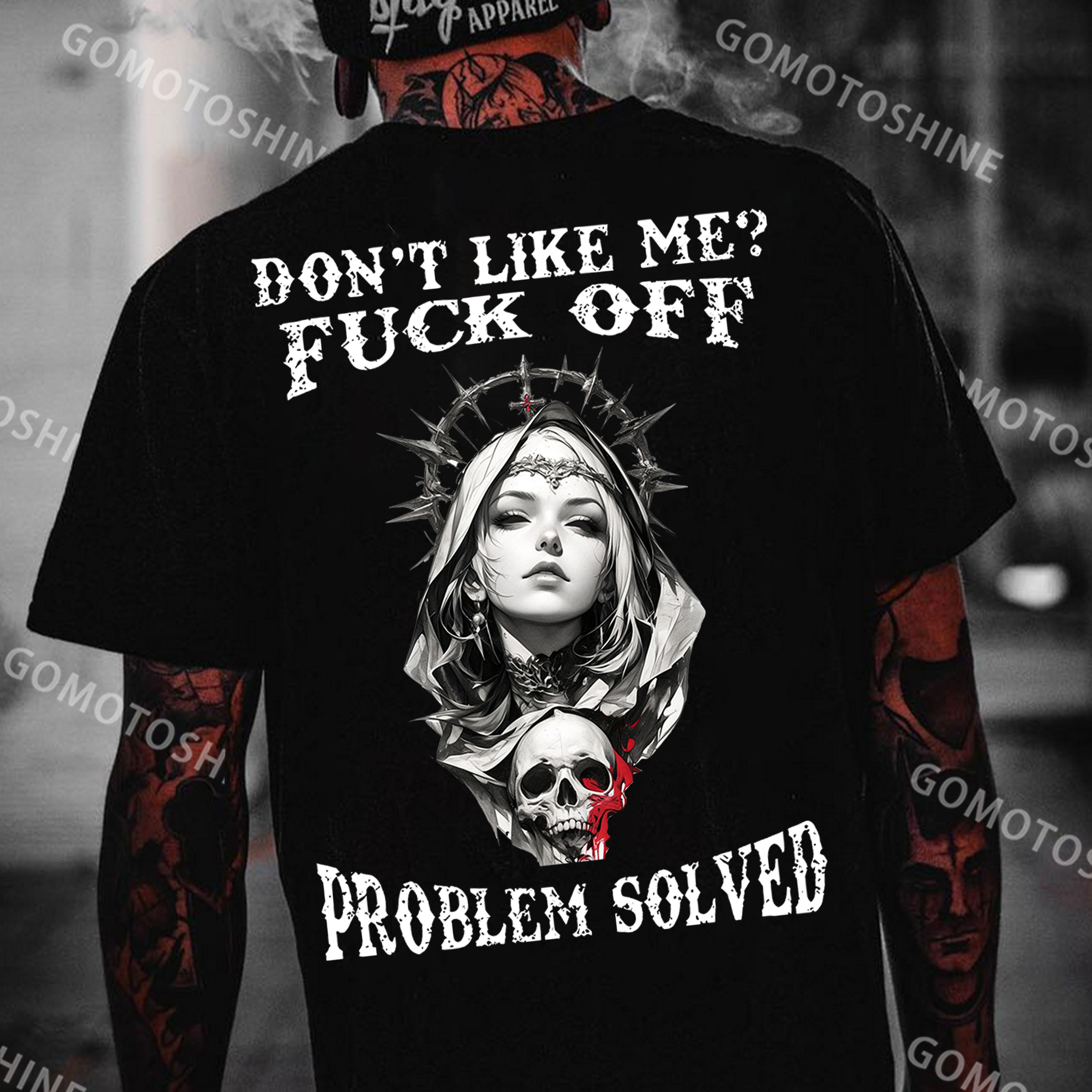 DON'T LIKE ME FUCK OFF Valkyrie&Skull Print Men's T-Shirt