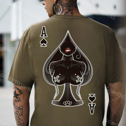 Poker A The Queen of Spades Sexy Nun White Print T-shirt