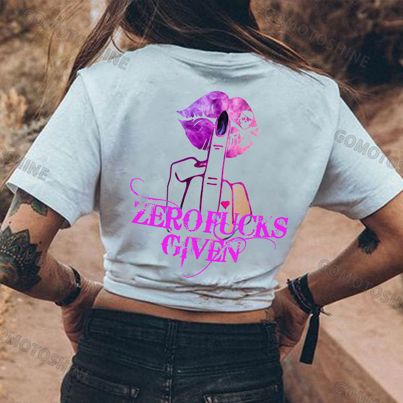 ZERO FUCKS GIVEN Purple Lips Print Women's T-shirt