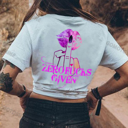 ZERO FUCKS GIVEN Purple Lips Print Women's T-shirt