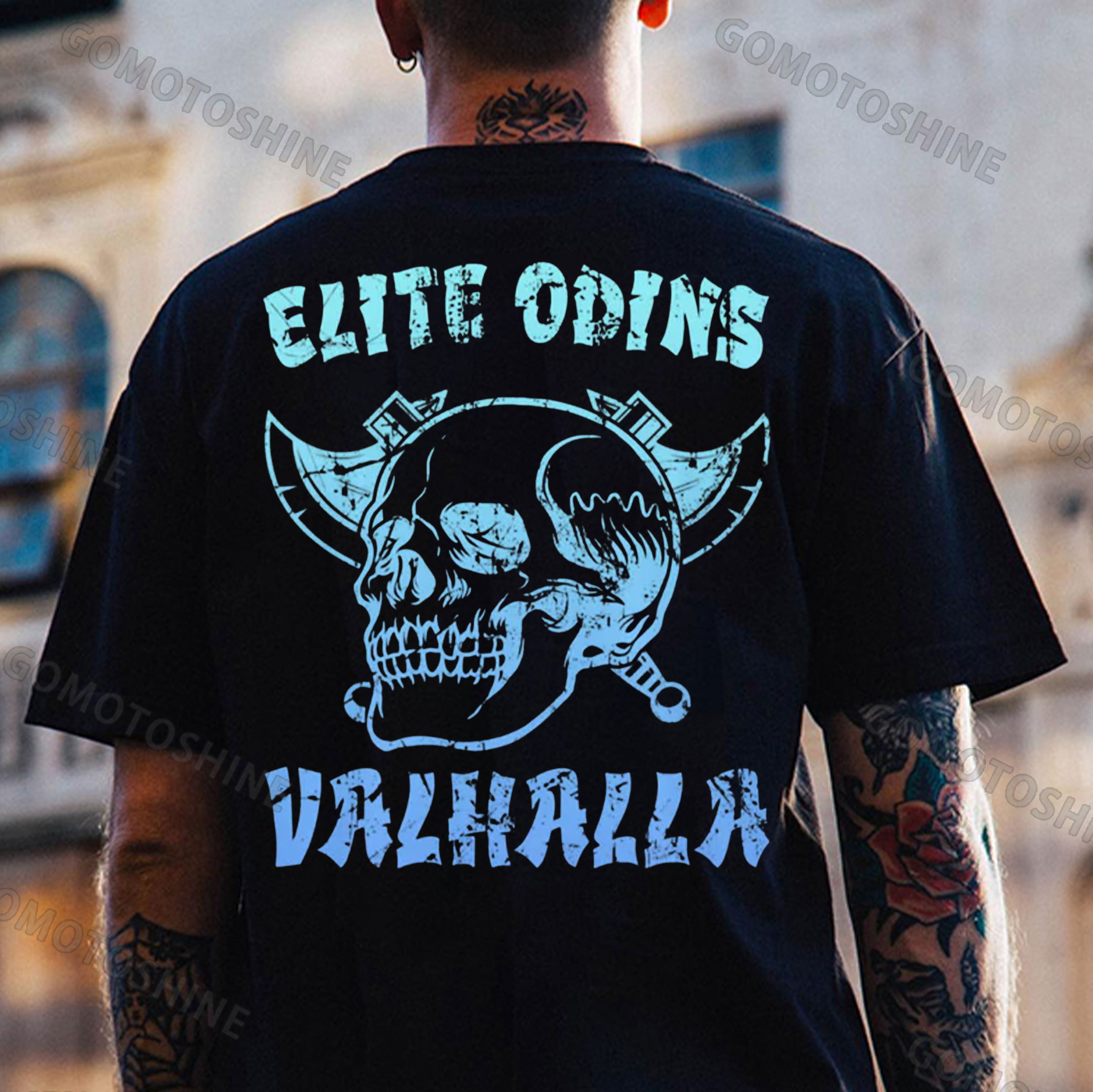 ELITE ODINS VALHALLA Ax&Skull Print Men's T-Shirt