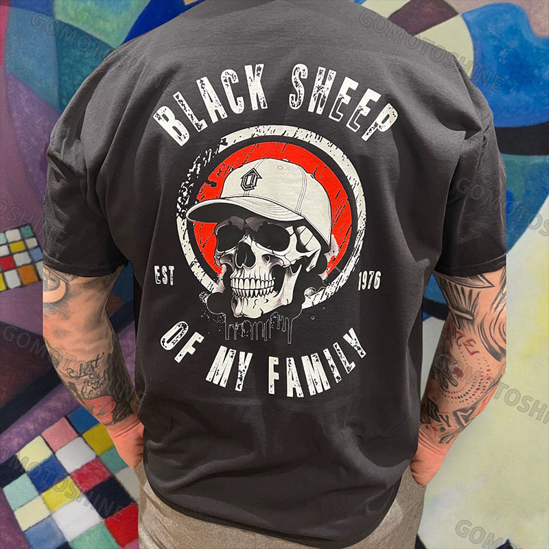 BLACK SHEEP OF MY FAMILY Skull Print Men's T-Shirt