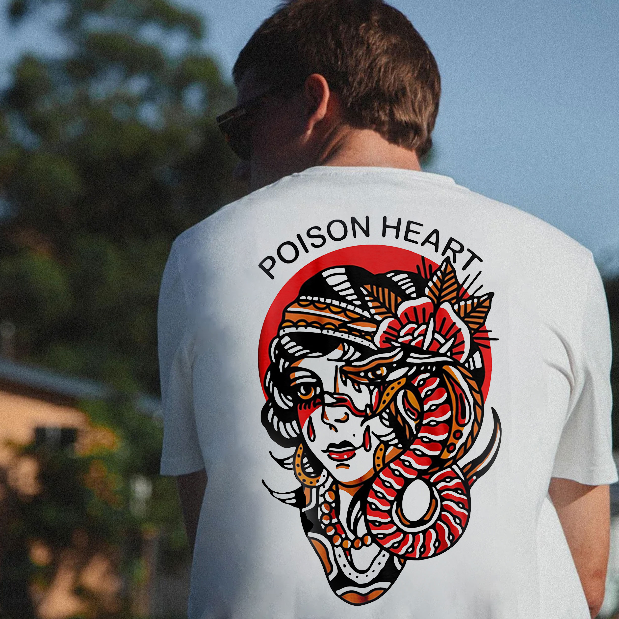 POISON HEART Apple of Sodom Graphic White Print T-shirt