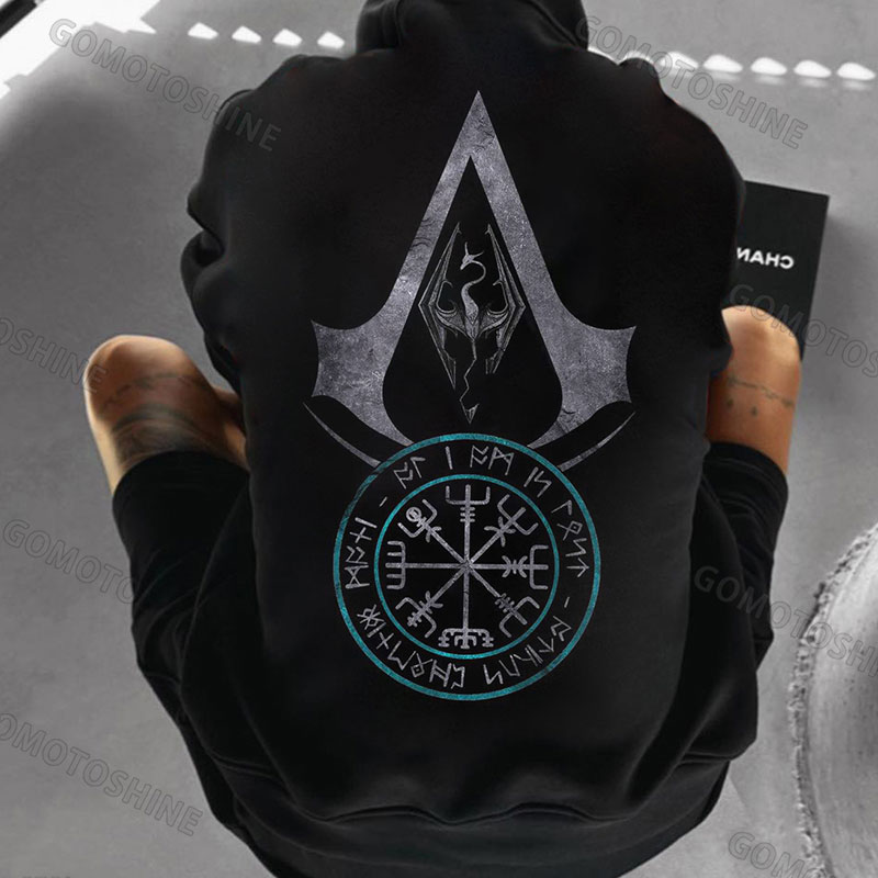 Runes Dragon Print Men's Hoodie