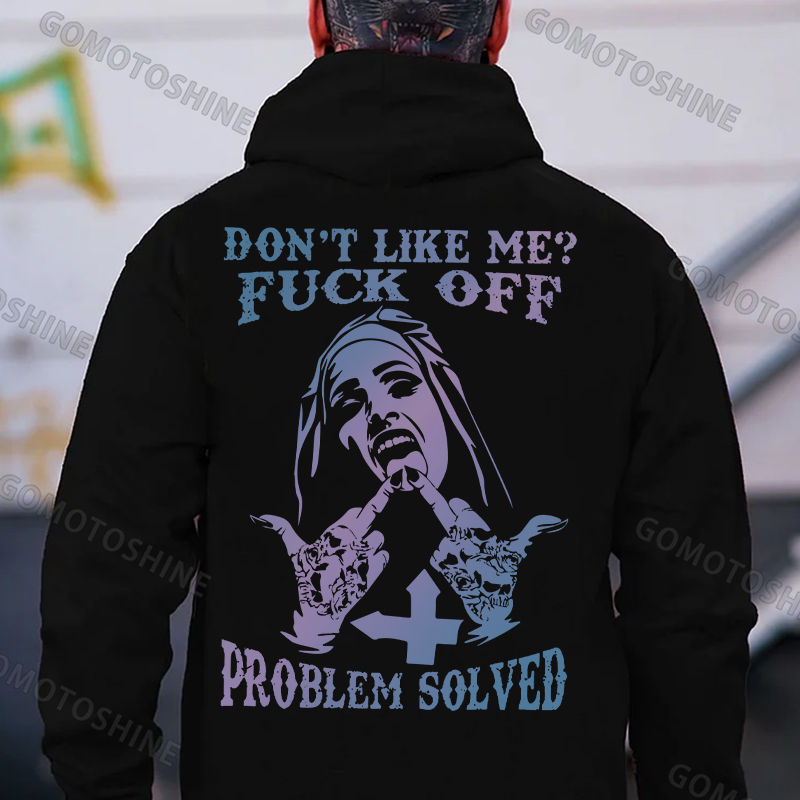 DON'T LIKE ME FUCK OFF Defiant Nun Print Men's Hoodie