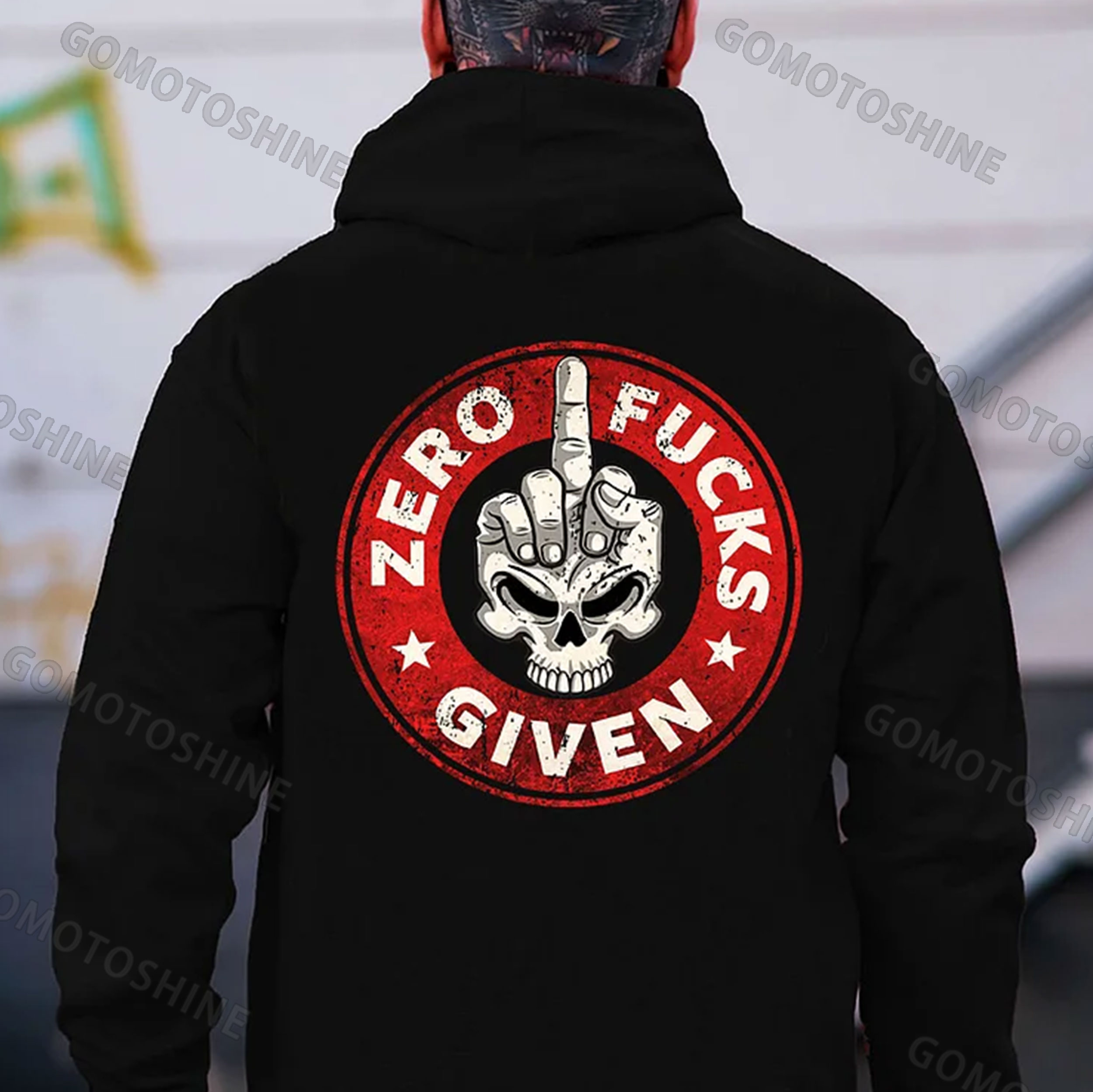 ZERO FUCKS GIVEN Skull Print Men's Hoodie