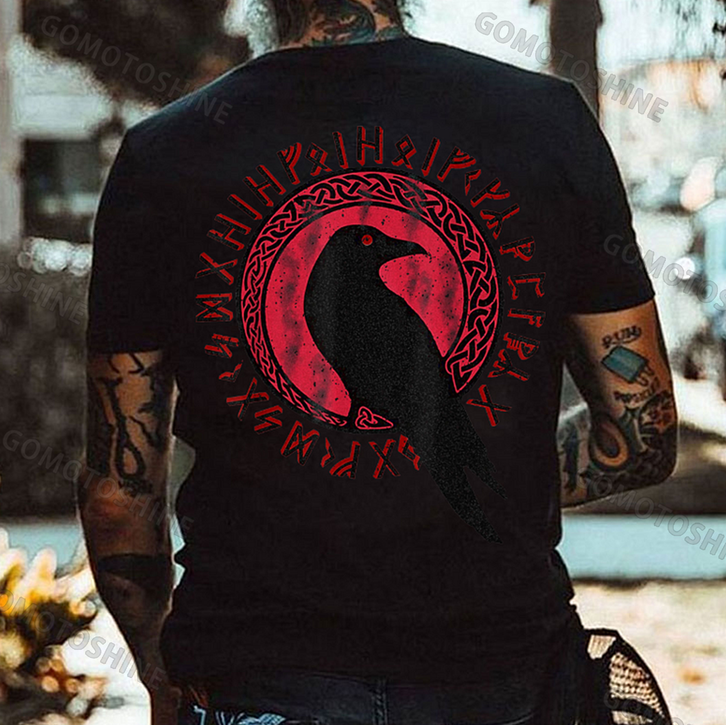 Runes Crow Print Men's T-Shirt