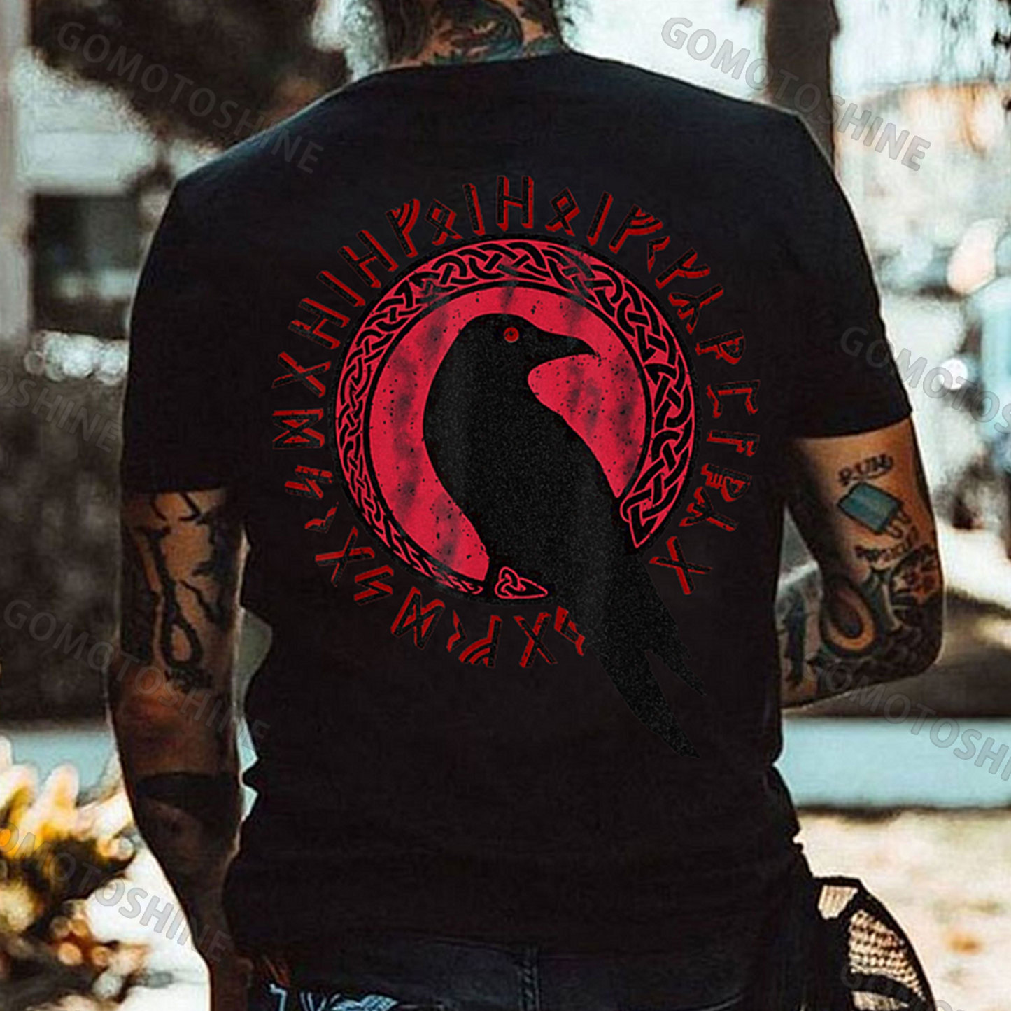 Runes Crow Print Men's T-Shirt