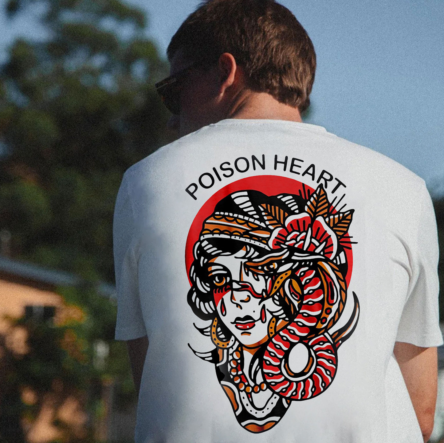 POISON HEART Apple of Sodom Graphic White Print T-shirt