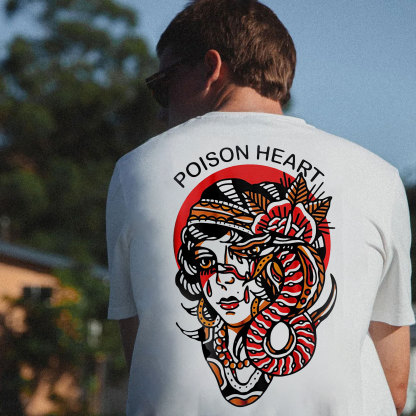 POISON HEART Apple of Sodom Graphic White Print T-shirt