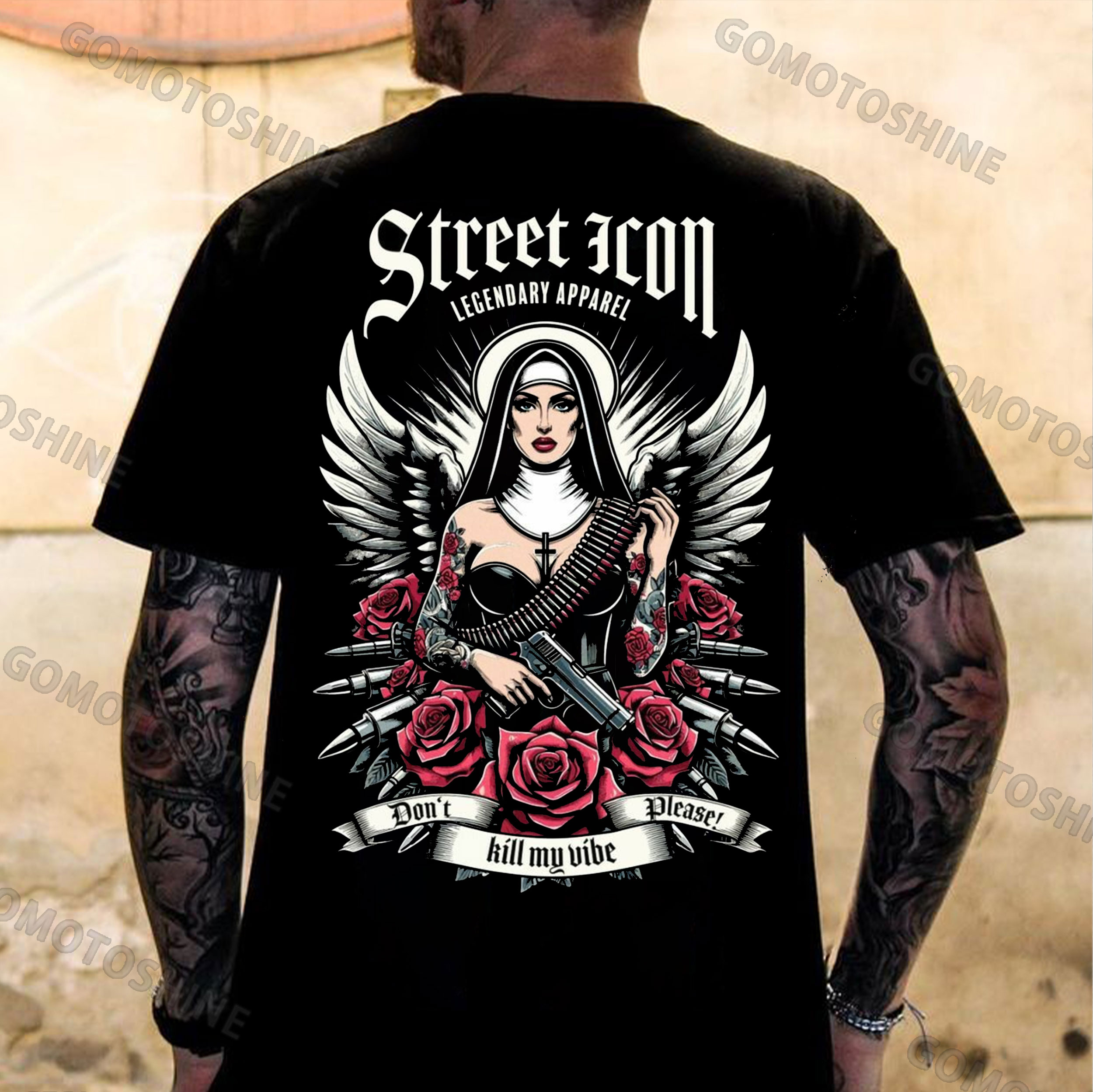 STREET ICON Gangster Nun Print Men's T-Shirt