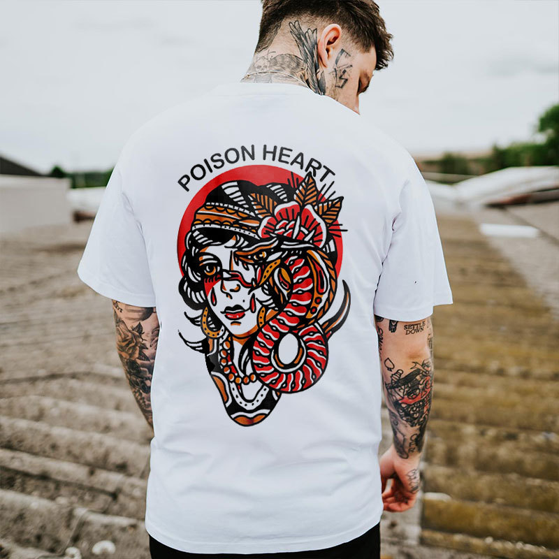 POISON HEART Apple of Sodom Graphic White Print T-shirt