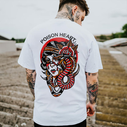 POISON HEART Apple of Sodom Graphic White Print T-shirt