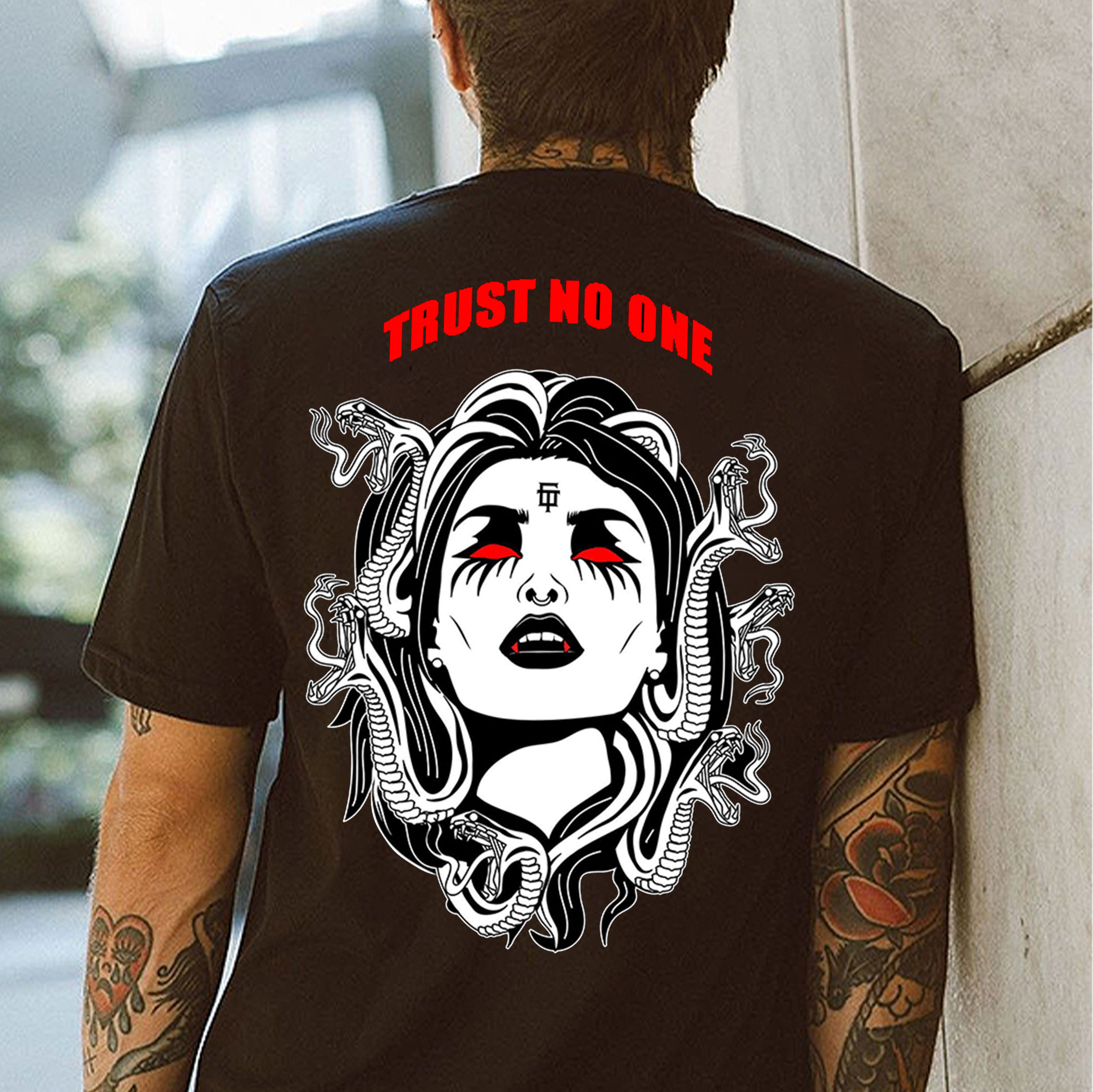 TRUST NO ONE Evil Witch Black Print T-Shirt