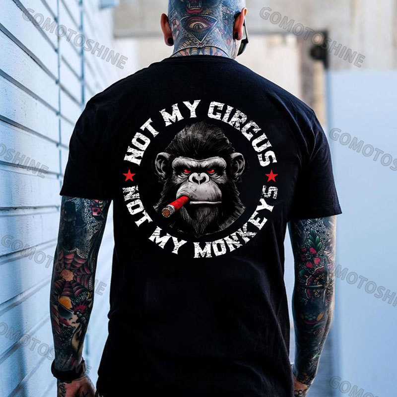 NOT MY CIRCUS NOT MY MONKEY Smoking Chimpanzee Print Men's T-Shirt