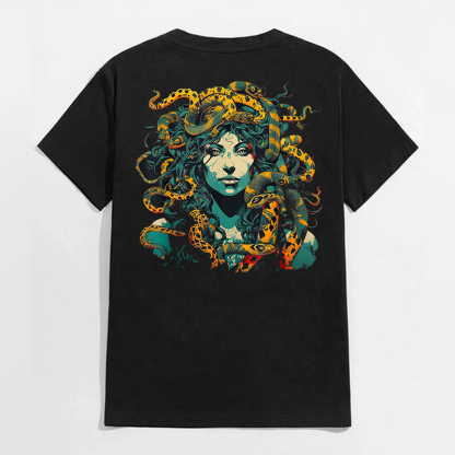Gothic Queen with Snakes Black Print T-Shirt