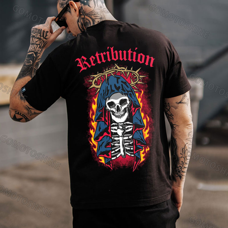 RETRIBUTION Skeleton Nun Print Men's T-Shirt