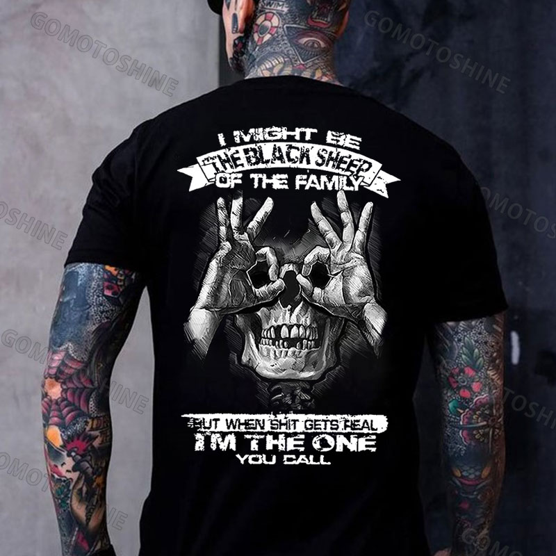 I MIGHT BE THE BLACK SHEEP OF THE FAMILY Skull With OK Print Men's T-Shirt