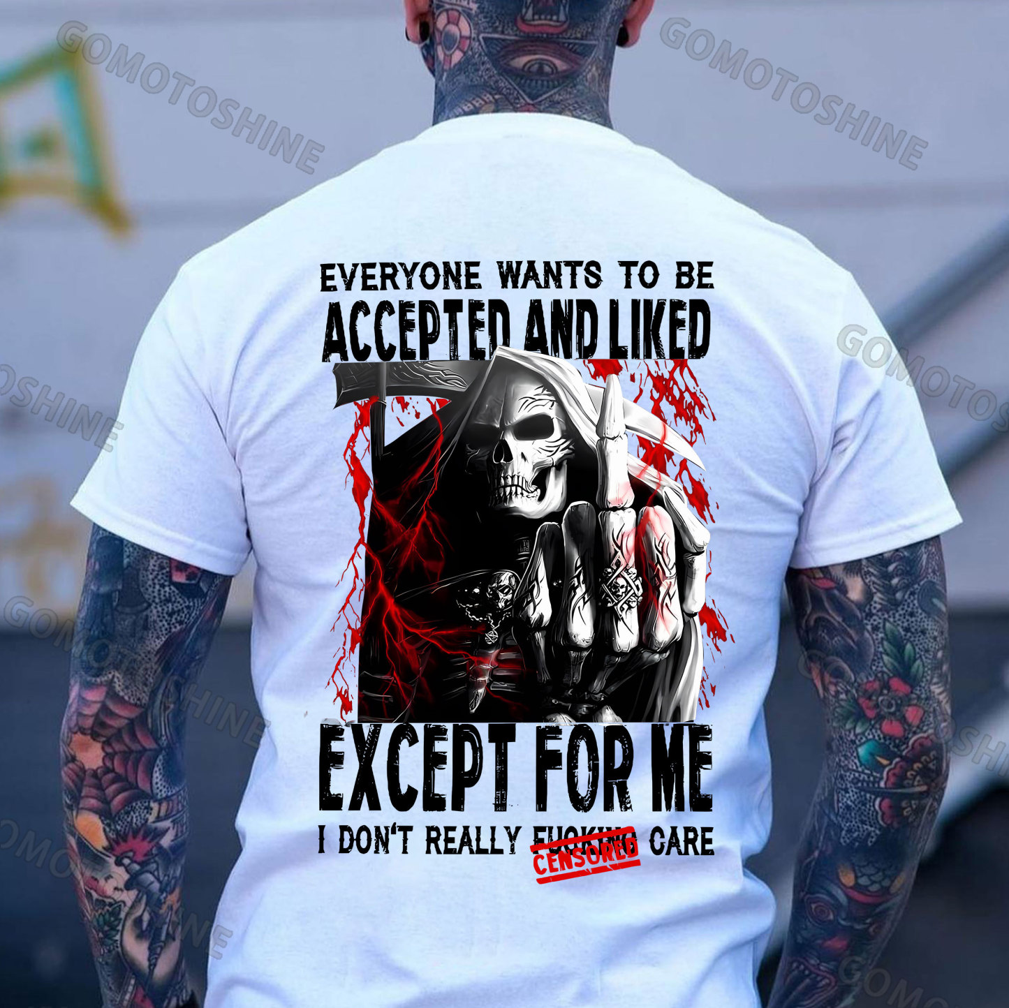 EVERYONE WANTS TO BE ACCEPTED AND LIKED EXCEPT FOR ME Defiant Skeleton Print Men's T-Shirt