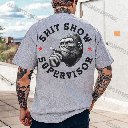 SHIT SHOW SUPERVISOR Chimpanzee Black Print T-shirt