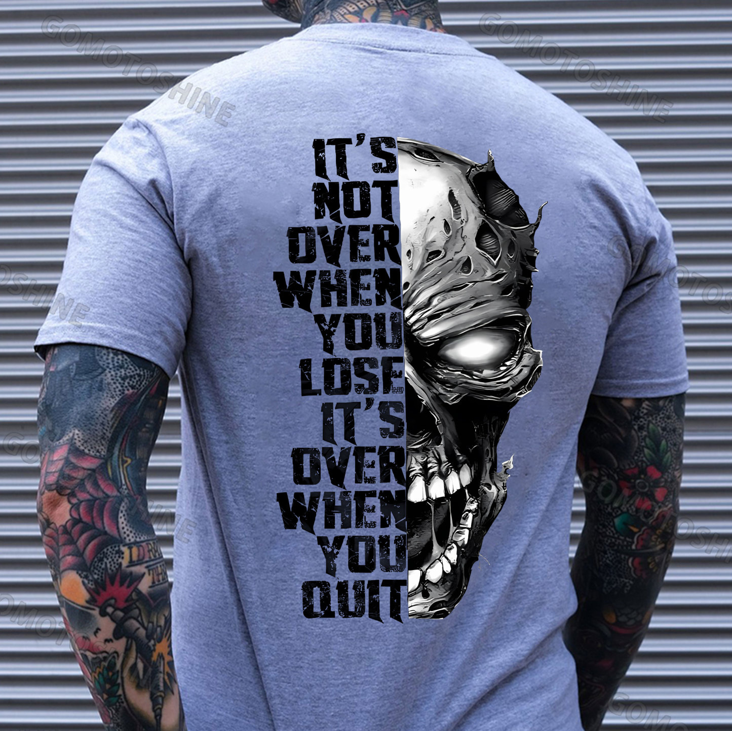 IT'S NOT OVER WHEN YOU LOSE IT'S OVER WHEN YOU QUIT Skull Print Men's T-Shirt