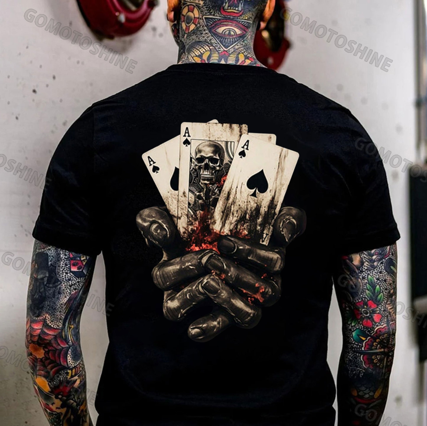 Ace Of Spades Skeleton Poker Print Men's T-Shirt