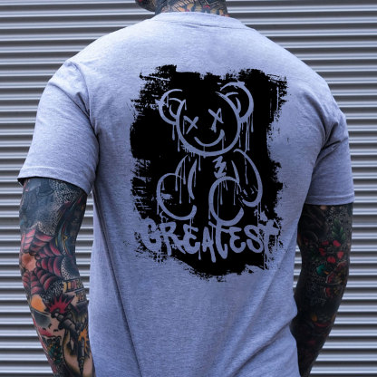 GREATEST Teddy Bear Pink Pattern Black Print T-shirt