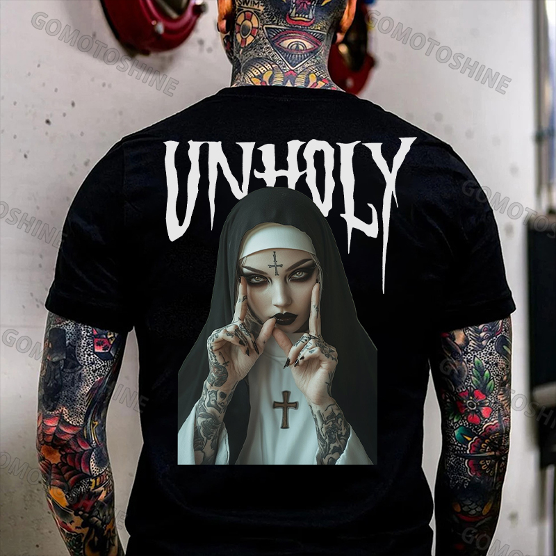 UNHOLY Tattooed Nun Print Men's T-Shirt