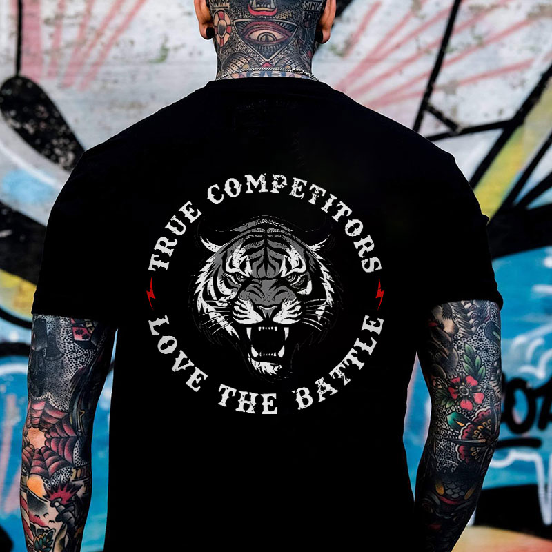 TRUE COMPETITORS Fierce Tiger Black Print T-Shirt