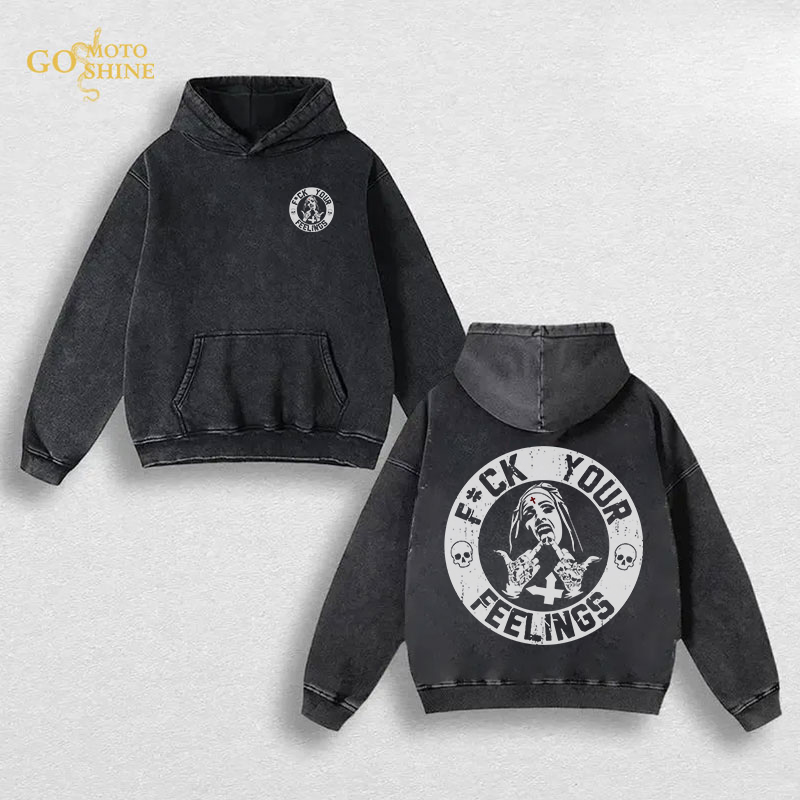 FUCK YOUR FEELINGS Defiant Nun Men's Washed Hoodie