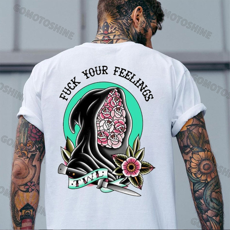 FUCK YOUR FEELINGS Flower Killer Print Men's T-Shirt