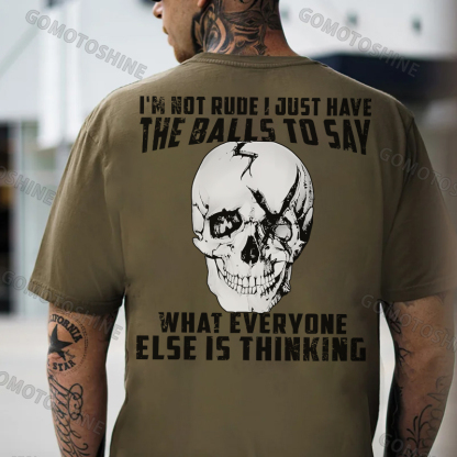 I'm Not Rude I Just Have The Balls To Say Broken Skull Print Men's T-Shirt