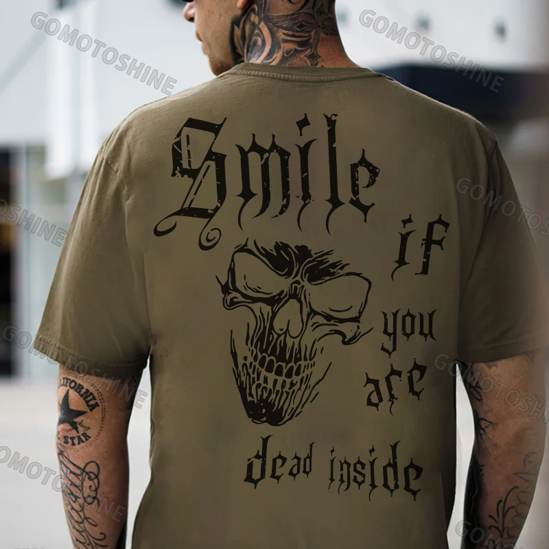 SMILE IF YOU ARE DEAD INSIDE Skull Print Men's T-Shirt