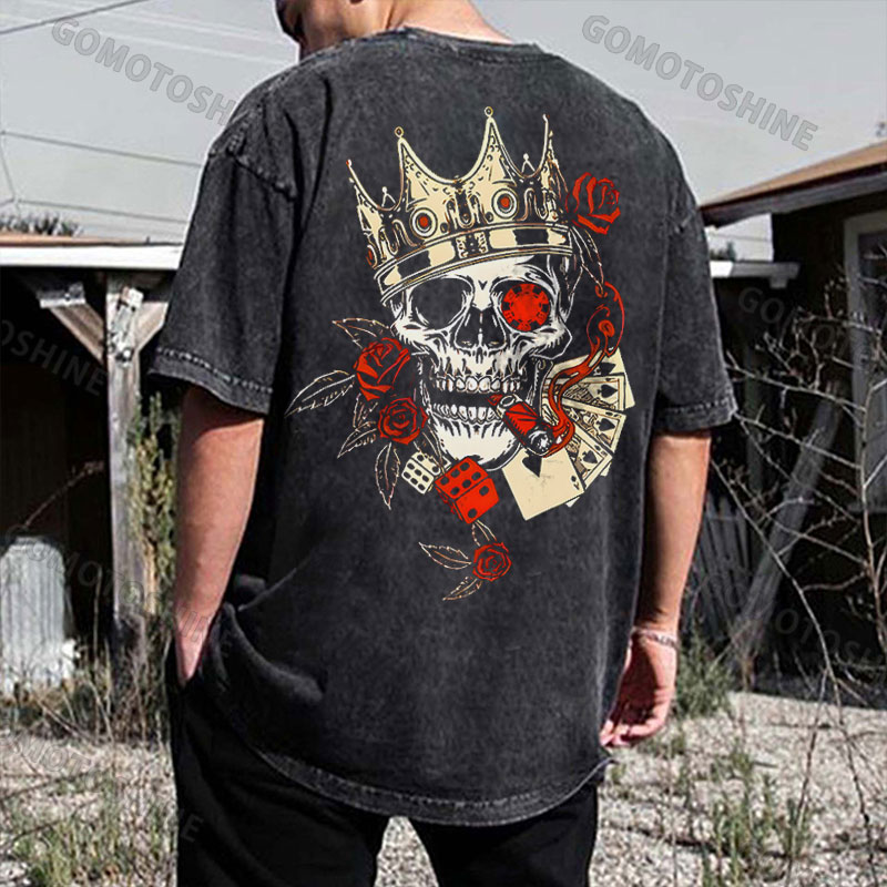 Poker King's Skull Men's Washed T-shirt