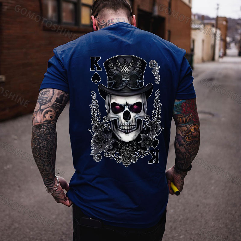 POKER K Spades Skull Print Men's T-Shirt