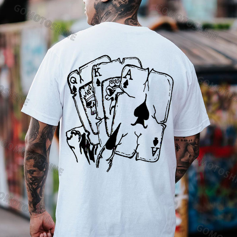 POKER Skull Cards Print Men's T-Shirt