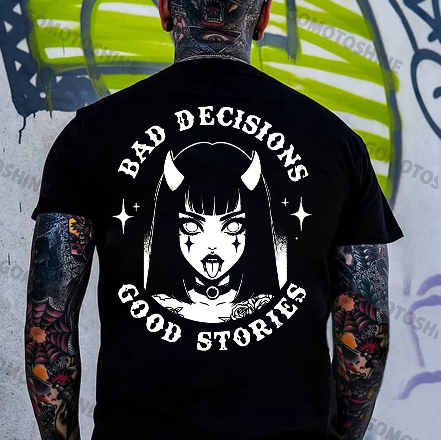 BAD DECISIONS GOOD STORIES Bad Devil Girl Print Men's T-Shirt