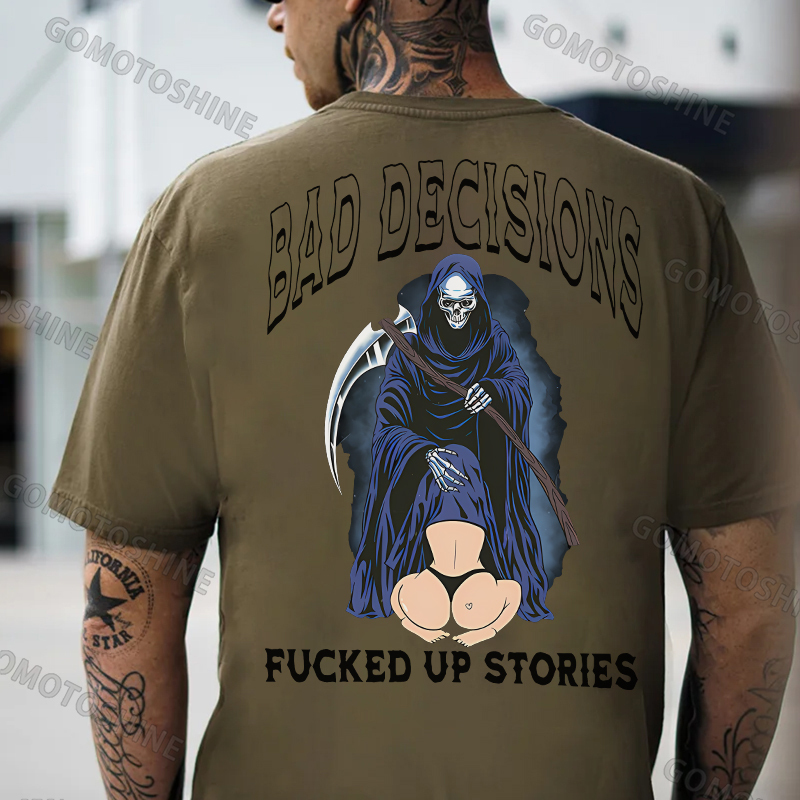 BAD DECISIONS FUCKED UP STORIES Oral Sex With Skeleton Print Men's T-shirt