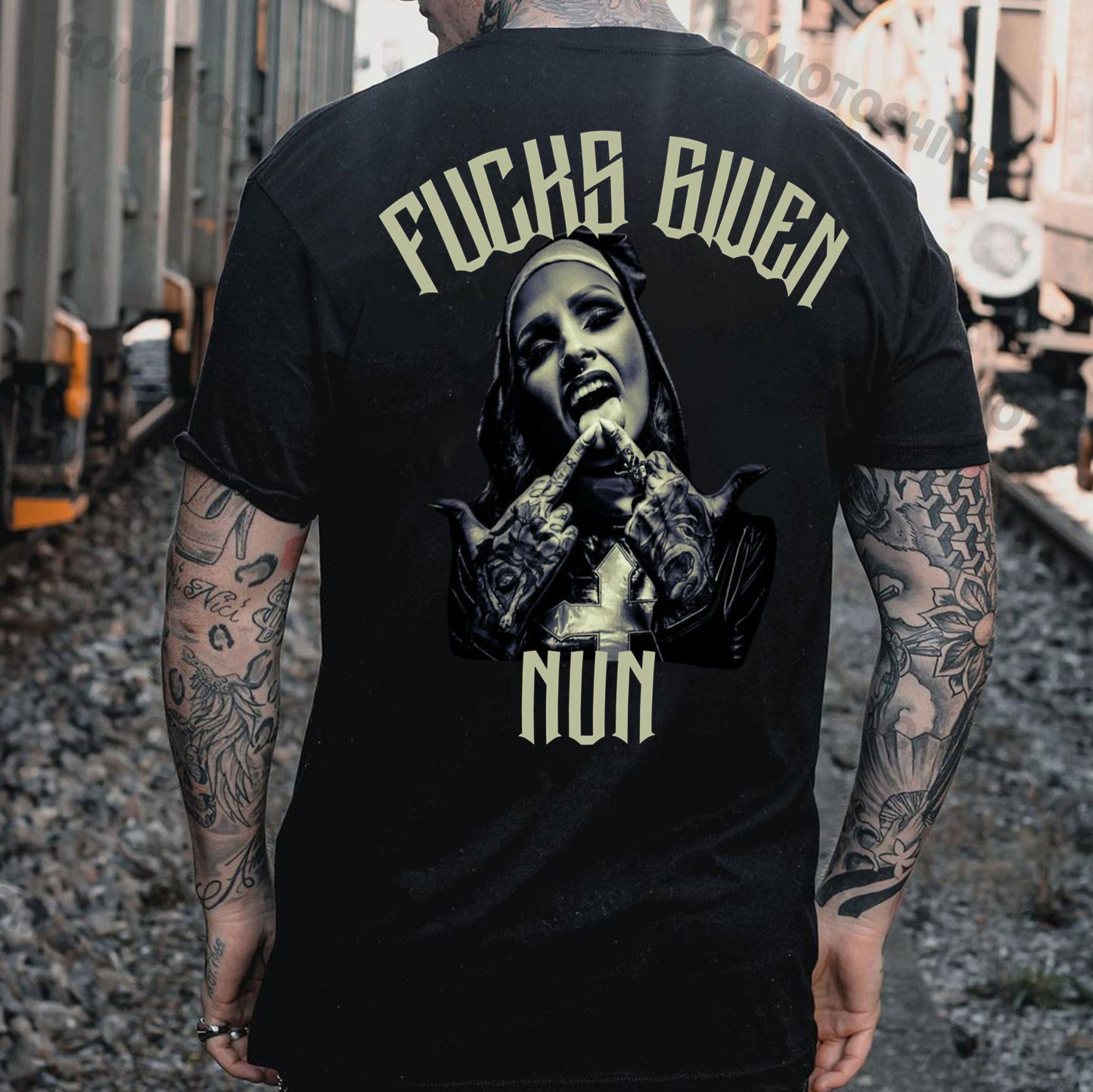 FUCKS GIVEN NUN Defiant Nun Print Men's T-Shirt