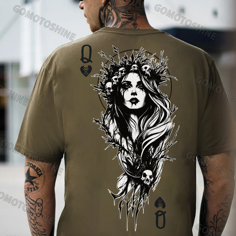 POKER Q Gloomy Queen Print Men's T-Shirt