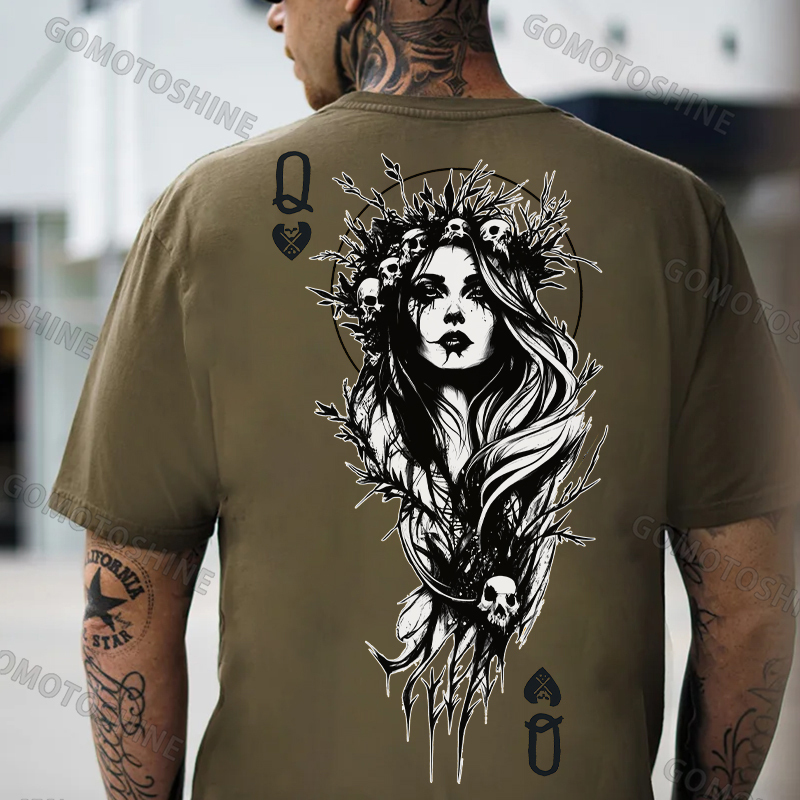 POKER Q Gloomy Queen Print Men's T-Shirt