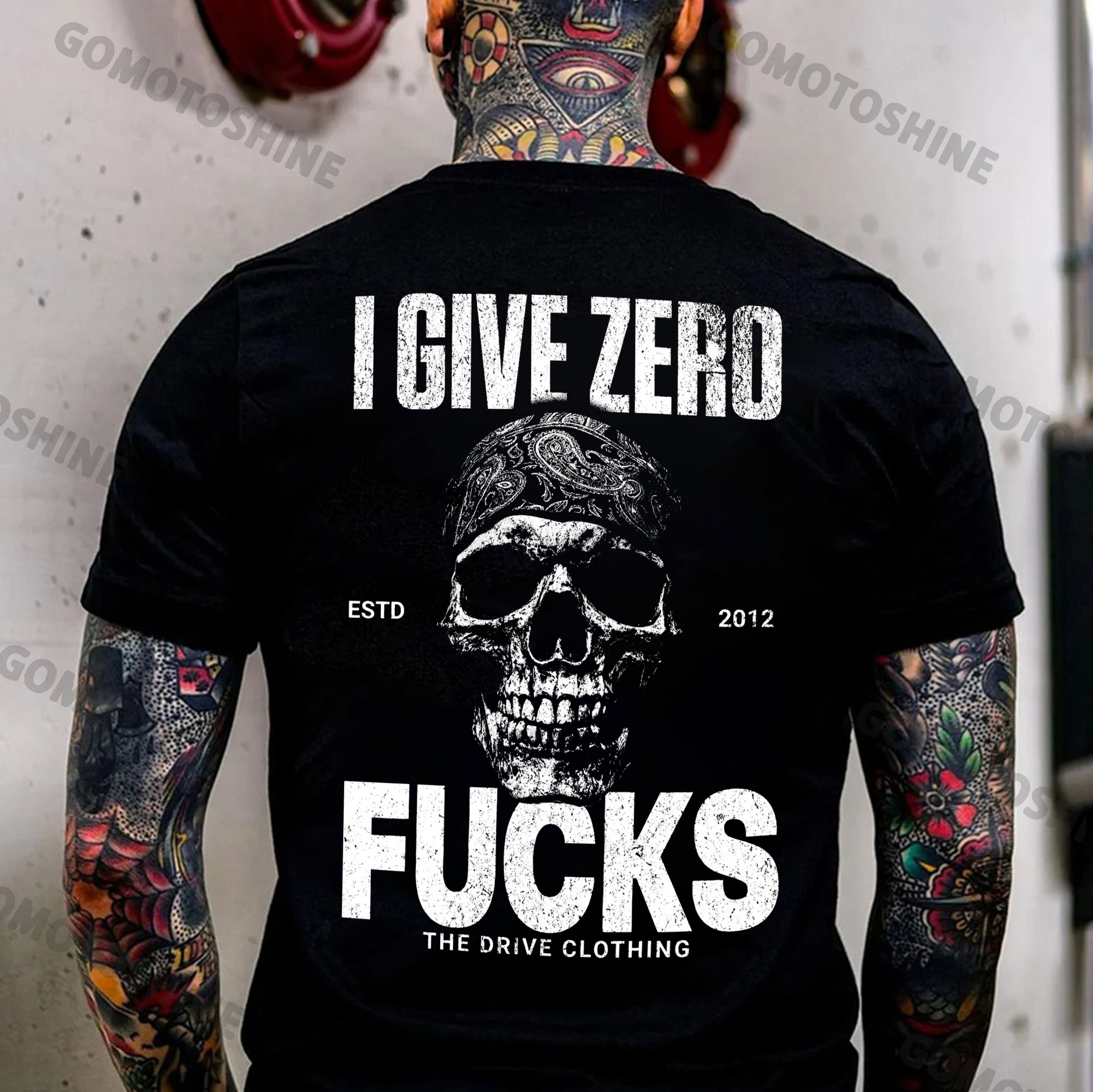 I GIVE ZERO FUCKS Skull Print Men's T-Shirt