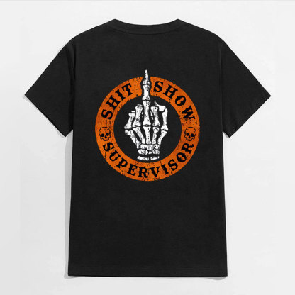 SHIT SHOW SUPERVISOR Fuck Bone Hand Black Print T-shirt