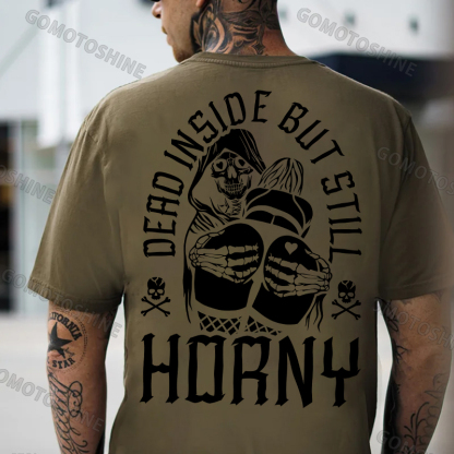 DEAD INSIDE BUT STILL HORNY Skeleton&Sexy Lady Print Men's T-Shirt