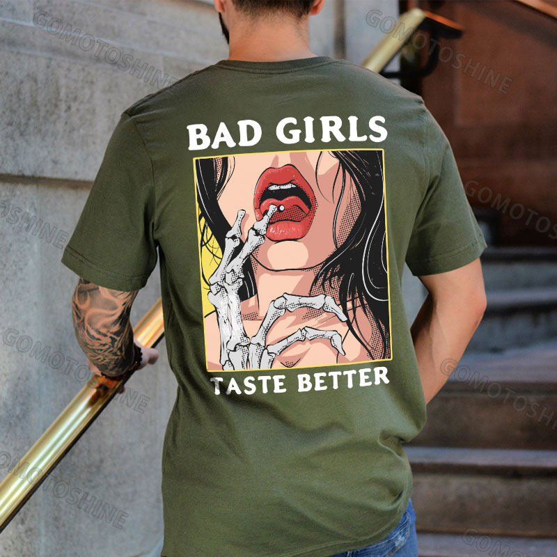 BAD GIRLS TASTE BETTER Bone Hand&Sexy Lady Print Men's T-Shirt