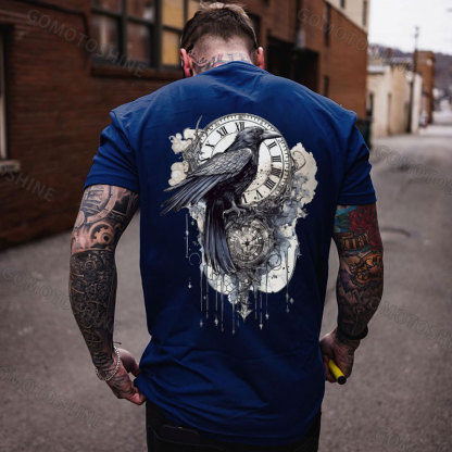 Crow Of Time Print Men's T-Shirt