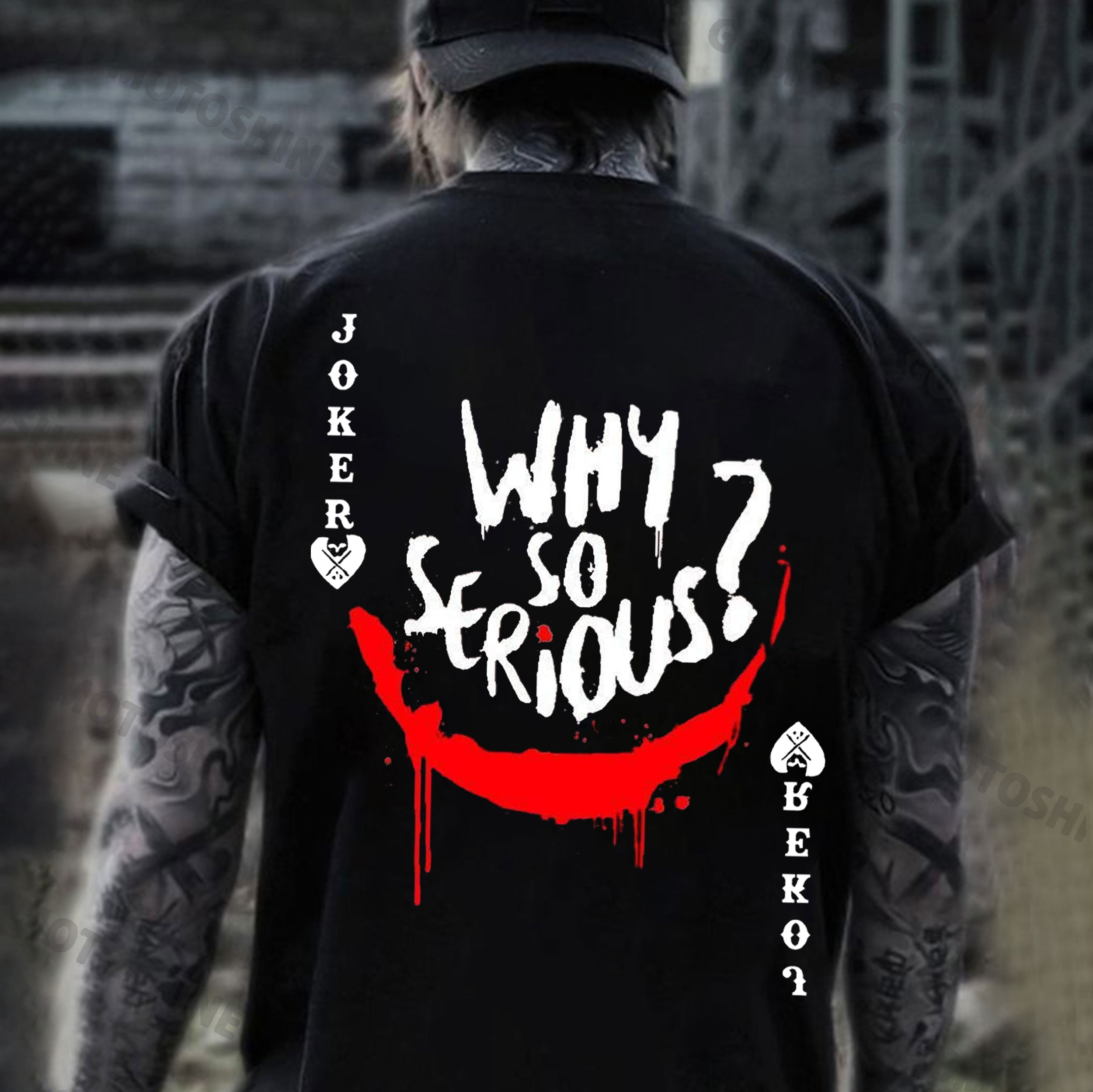 POKER JOKER WHY SO SERIOUS Print Men's T-Shirt