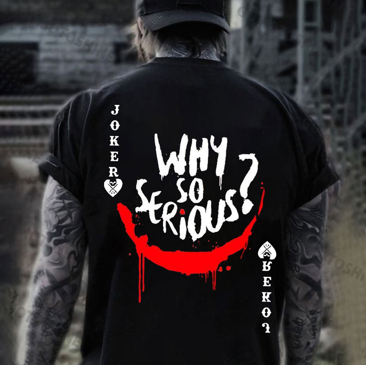 POKER JOKER WHY SO SERIOUS Print Men's T-Shirt